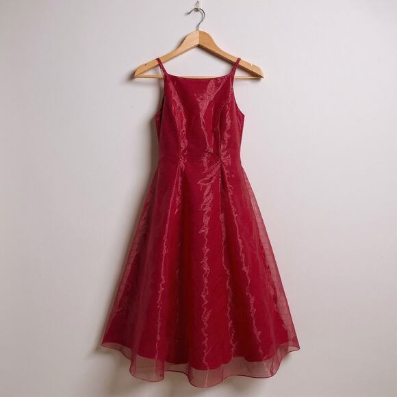 VTG 90s Y2K Jessica McClintock Girls Dress GownSz 8 Red Sleeveless Bow Formal - Picture 1 of 14
